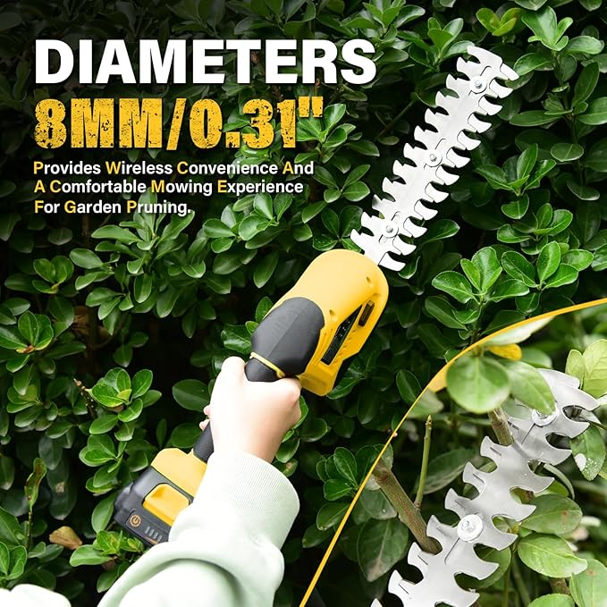 20V Cordless Grass Shear & Shrubbery Trimmer 2-in-1 Handheld Hedge Trimmer with 2.0Ah Battery and Fast Charger, Small Electric Bush Trimmer for Garden, Yard, Lawn Maintenance