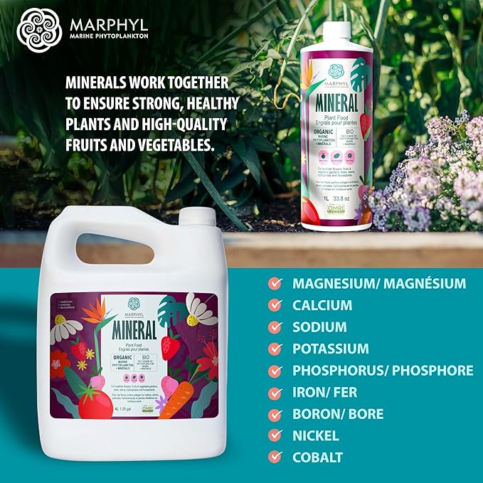 MARPHYL Organic Minerals Liquid Fertilizer – Essential Trace Mineral Blend for Healthy Plant Growth, Improves Nutrient Uptake for Garden Flowers, Vegetables, Succulents & Hydroponics