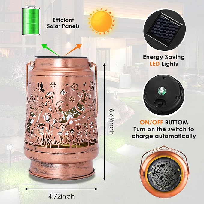 Corgi Dog Solar Lanterns Outdoor Waterproof - Metal Garden Decor for Outside Patio Yard, Hanging LED Lights Ornament, Cute Puppy Gifts for Women Mom Grandma Dog Lovers