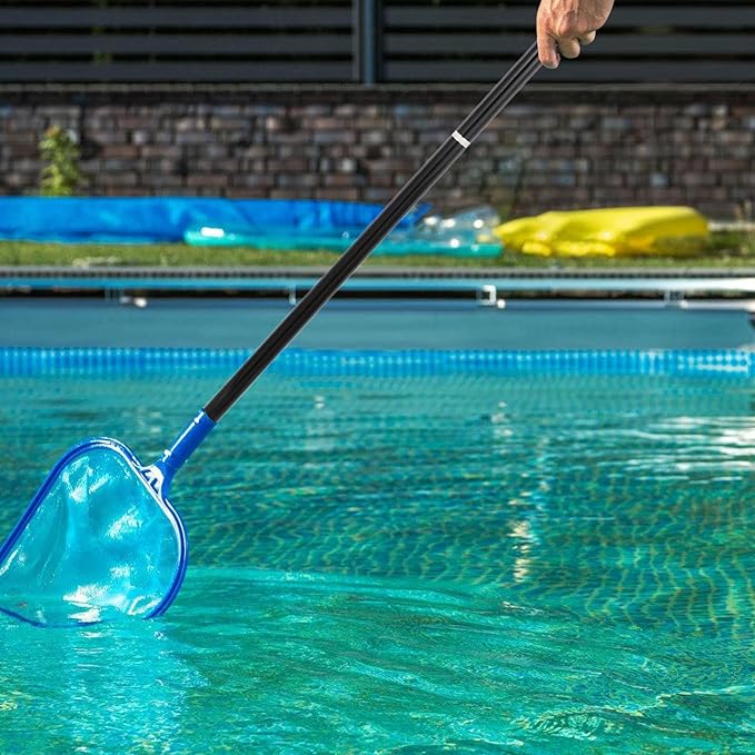 Carbon fiber pool pole, 4-section telescopic 15 foot, lightweight and easy to grip adjustable cleaning pole, used for pool cleaning, connected to fishing net, rake, brush, vacuum head cleaning (15FT)