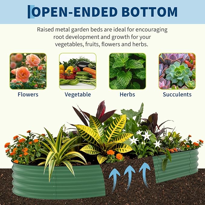 2 Pcs Raised Garden Beds Outdoor 10x4x1.5 ft - Galvanized Steel Planter Box for Vegetables, Flowers, Rust-Resistant Garden Box, Easy Assembly Raised Beds, Durable Planters for Outdoor Plants, Green