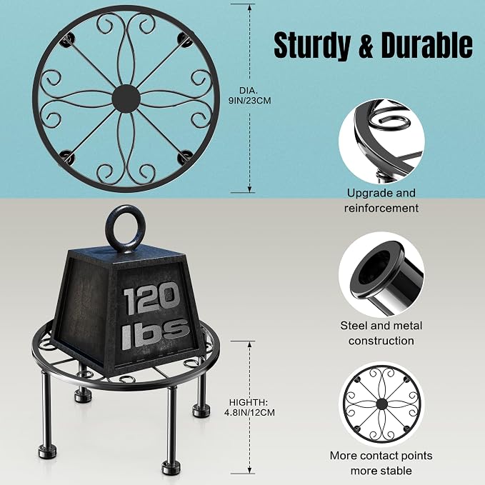 Garden Gifts Plant Lovers Gifts 3 Packs Black Metal Plant Stand with Anti-Slip Base Rustproof Heavy Duty Decorative Round Flower Stand Display Shelf for Indoor/Outdoor