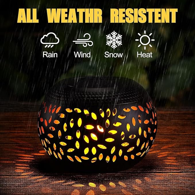 Solar Table Lanterns Outdoor Waterproof - 1 Pack LED Lamp Black Metal Tabletop Light Solar Powered Decorative Lantern for Indoor Desk Bedroom Patio Garden Pathway Yard(1 Pack)