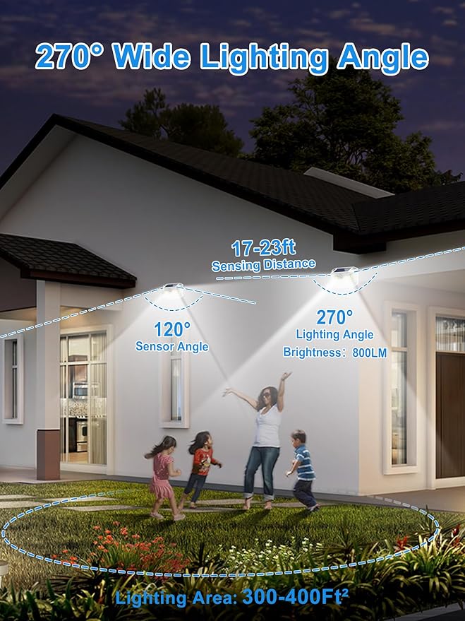LANSOW Solar Motion Lights Outdoor 6 Pack, 188 LED/3 Modes, Motion Sensor Outdoor Lights, IP65 Waterproof 270° Lighting, Solar Powered Security Flood for Outside Yard Garden Wall(White)