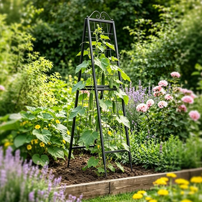 Zhongma Metal Garden Trellises Heavy Duty Plant Support Trellis(16"x 77"H A-Frame)