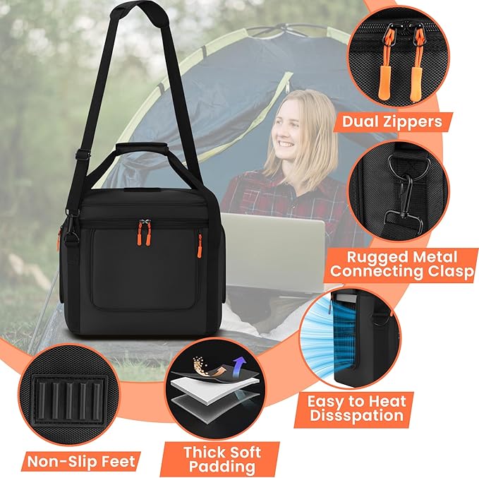 Carrying Case Compatible with Anker SOLIX C1000/C1000 Gen 2/C800/C800 Plus, Portable Power Station Bag with Shoulder Strap, Portable Generator Cover Compatible for Outside (Black, without wheels)