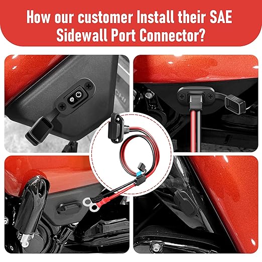 SAE to O Ring Connector 2FT 10AWG, SAE Battery Quick Connect Plug Waterproof Extension Cable for Solar Panel, Street & Road Glide Motorcycle Charging Port Upgrade, RV, Solar Generator Battery Charger