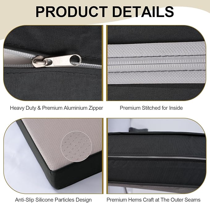 Outdoor Replacement Cushions for Patio Furniture, Splash-Resistant and Fade-Resistant 14 Pieces Outdoor Couch Cushion, 25.6x25.6x4 Inch Sofa Pad with Removable Fabric Cover