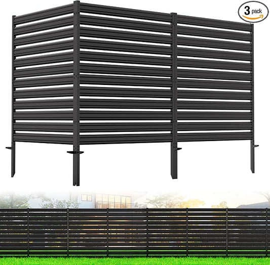 3 Panels No-Dig Metal Privacy Fence Screen, 42" H × 38" W Outdoor Air Conditioner Fence, Rustproof AC Unit Cover to Hide Trash Bins, Pool Equipment Enclosure, Decorative Garden, Patio & Backyard