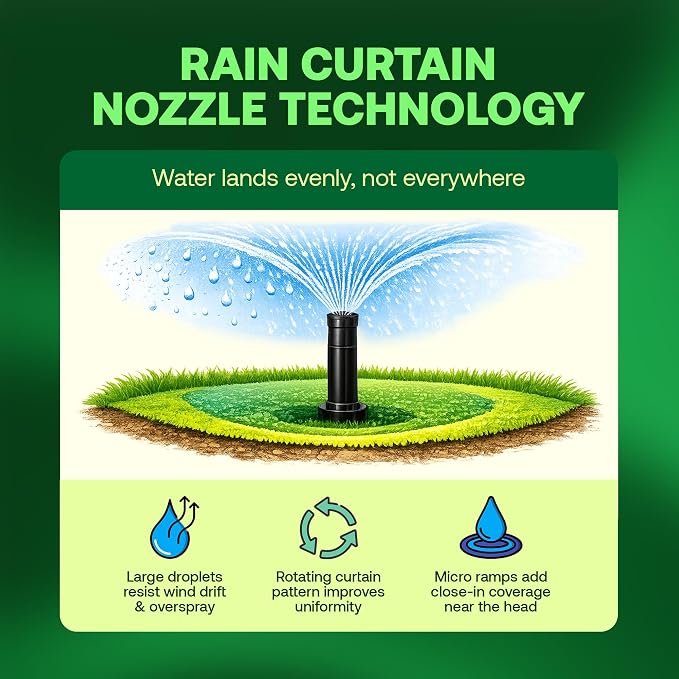 Rain Bird 32SA Simple Adjust Gear Driven Rotor Sprinkler Head, 4 Pack - with 1/2 inch Inlet - Water Efficient 4 inch Pop Up Lawn Sprinkler, Adjustable 40-360 Degree Spray Arc and 19-32 ft Radius