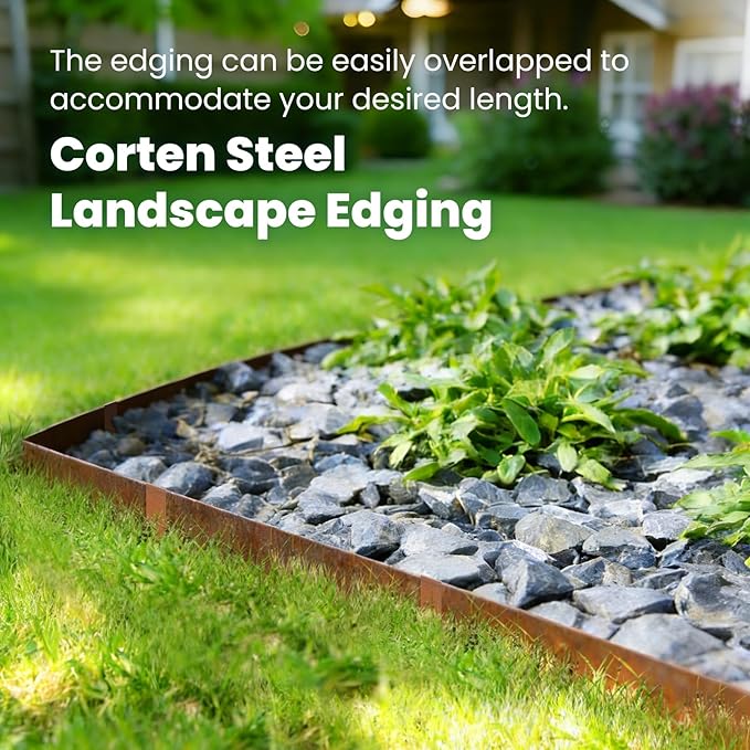 Corten Steel Landscape Edging 6" H x 40" L Metal Landscape Edging, 6 Pack Hammer-in Metal Garden Edging, Thickened Pre-Rusted Steel Edging for Landscaping with 6 Clips, Lawn Yard GZGNEEVL (20Ft Total)