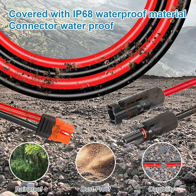 10AWG 20FT Solar to XT60i Extension Cable 3 6 10 35 50 75 100FT Heavy Duty Adapter Cable Connector XT60i Wire for Portable Power Station, Solar Panel, RV, Battery, Renewable Energy Applications