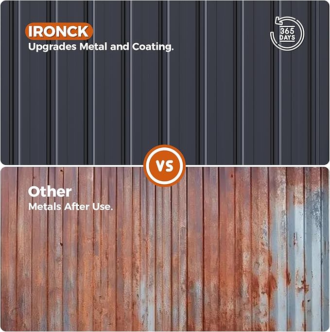 IRONCK 10x8FT Storage Shed, Outdoor Tool Shed with Lockable Doors and Breathable Vent, Outside Metal Garden Storage for Poolside, Backyard, Patio, Dark Blue