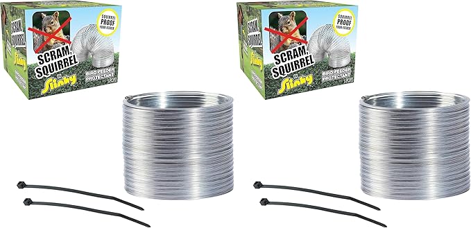 Scram,Squirrel by Slinky,Squirrel-Proof Bird Feeder Accessory That Guards Bird Seed,Kids Toys for Ages 5 Up by Just Play,(Pack of 2)