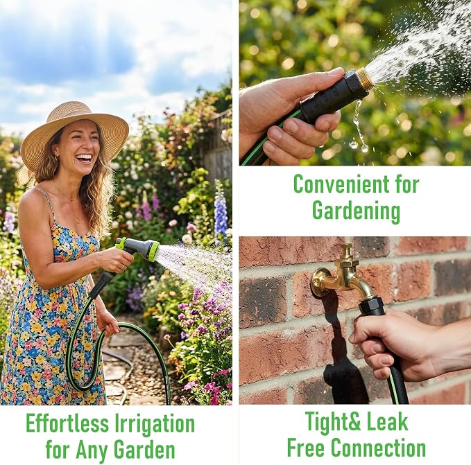 Non-Expandable Garden Hose 100ft,Lightweight Flexible Hose, Kink Resistant, Solid Brass 5/8" Fittings, 200PSI Working & 600PSI Burst, Ideal for Extra-Large Yard, Commercial Cleaning