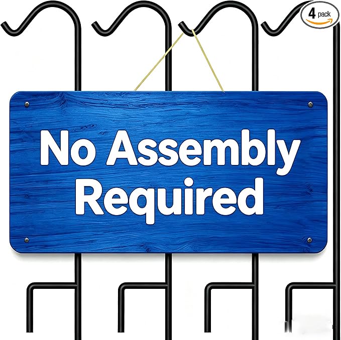 BEAU JARDIN 4 Pack Solid Shepherds Hook 65in Tall One Piece Structure No Assembly Required 1/2in Thick Heavy Duty Shepards Hook for Bird Feeders Pole Garden outdoor Plants Lanterns Wedding Metal BG396
