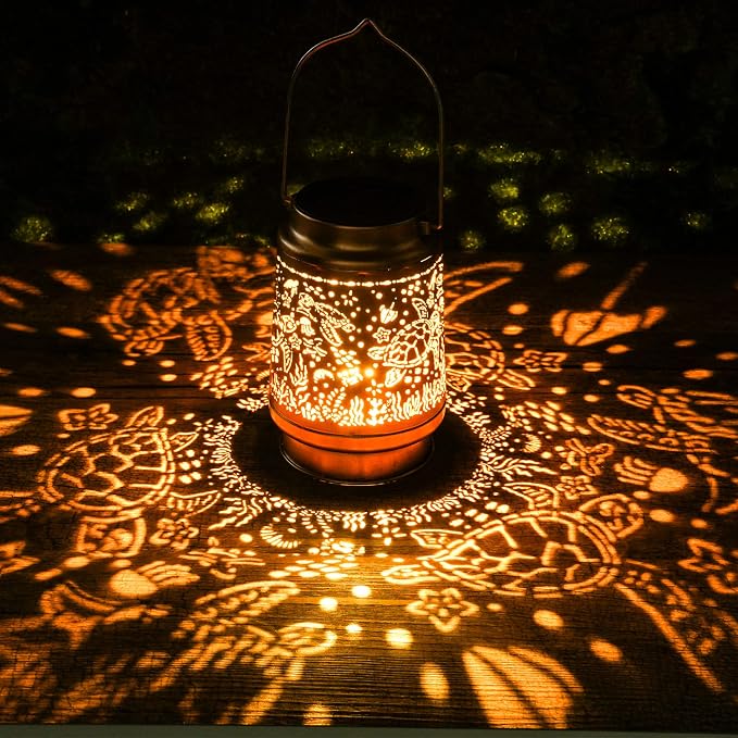 Sea Turtle Solar Lanterns Outdoor Waterproof, Sea Turtle Gifts for Women Men Hanging Solar Lights for Outside, Decorative Light for Garden Patio Porch Yard Decor