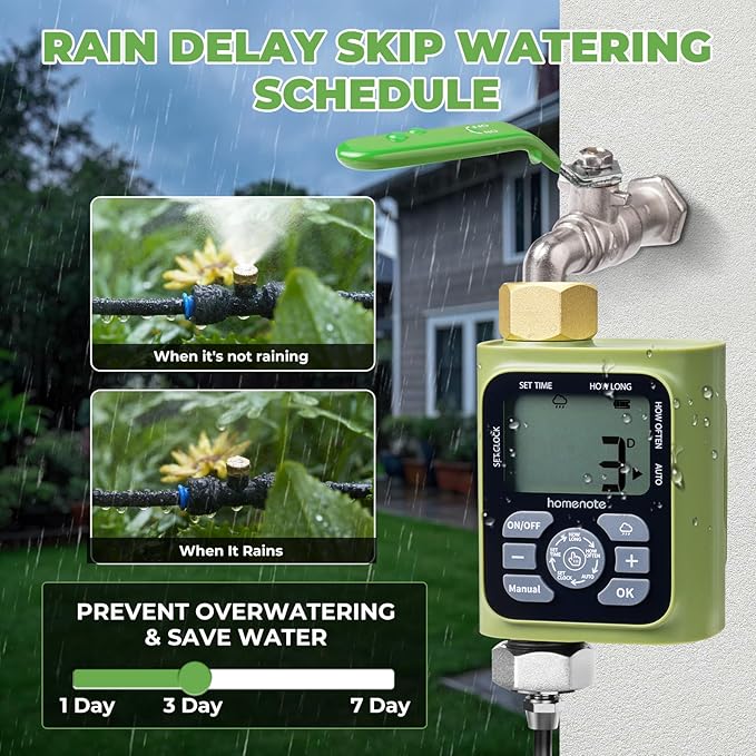 HOMENOTE Misting Cooling System with Timer, 59FT Misting Hose+20 Brass Nozzles+3/4" Brass Adapter+Water Timer with Mist Mode & Irrigation Mode, Outdoor Misters for Patio Cooling and Garden Watering