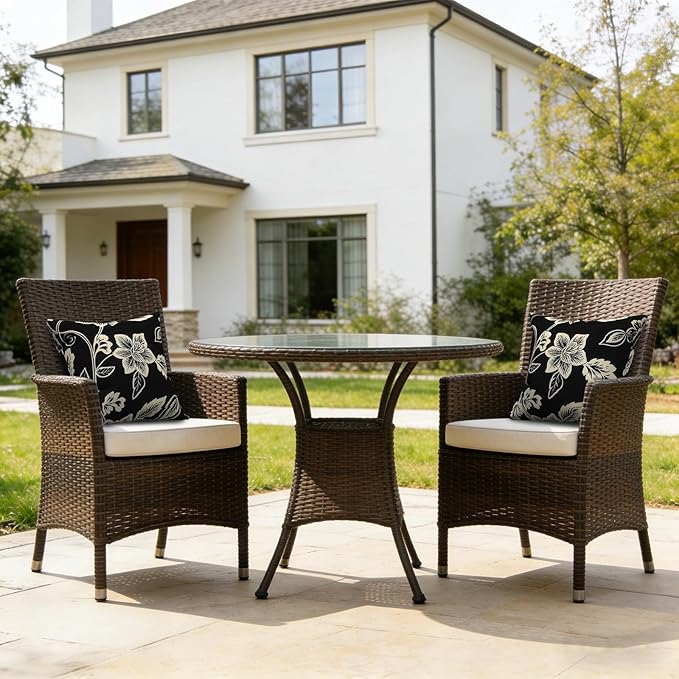 LVTXIII 2 Pack Outdoor Pillow Covers ONLY 18x18 Inch, Water-Repellent Square Decorative Cushion Covers for Patio Furniture, Garden, Sofa, Elegant Vines Black