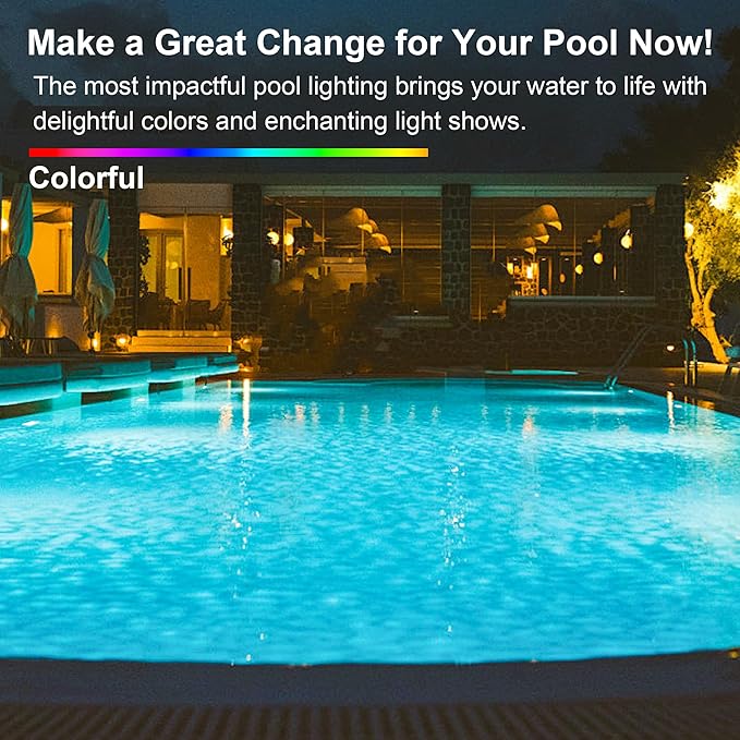 Upgraded LED Pool Light Bulb for Inground Pool, 70W RGBW Color Changing Swimming Pool Lights for Above Ground Pool with Enhanced Remote, E26 Base Pool Led lights Inground, Dimmable, Black/Blue