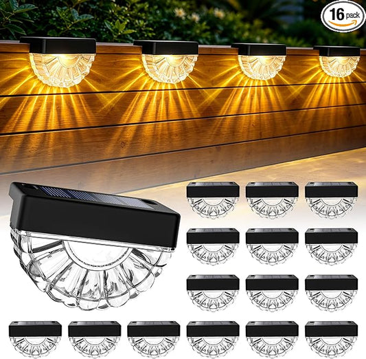 SOLPEX Solar Deck Lights Outdoor (16 Pack), Solar Step Lights Outdoor Waterproof Led Dusk to Dawn Stair Light for Outside Patio, Garden, Pool, Railing, Fence, Yard, Balcony and Porch