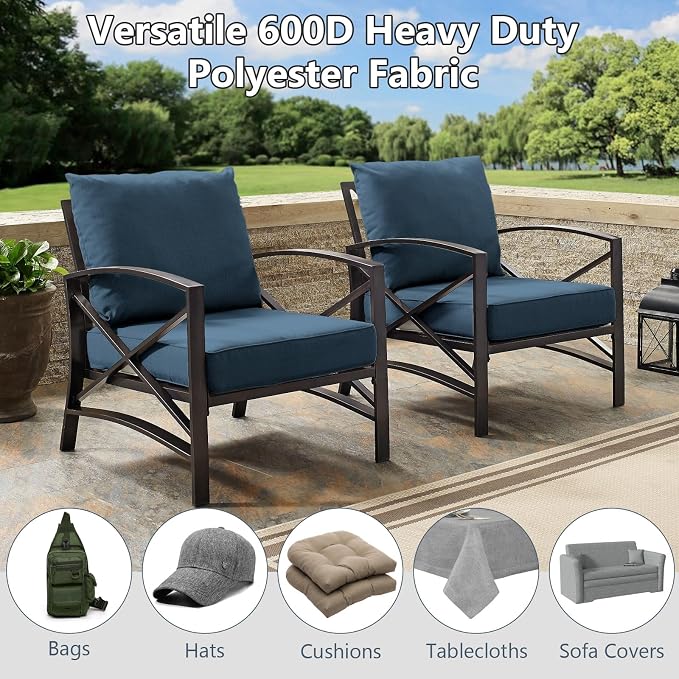 Waterproof Canvas Fabric by The Yard, 58inch 600D Upholstery Fabric Polyester Material Outdoor Water Resistant Material for Sewing Chair Patio Cushion Bag Sofa Seat Repair, 12 Yard Navy Blue
