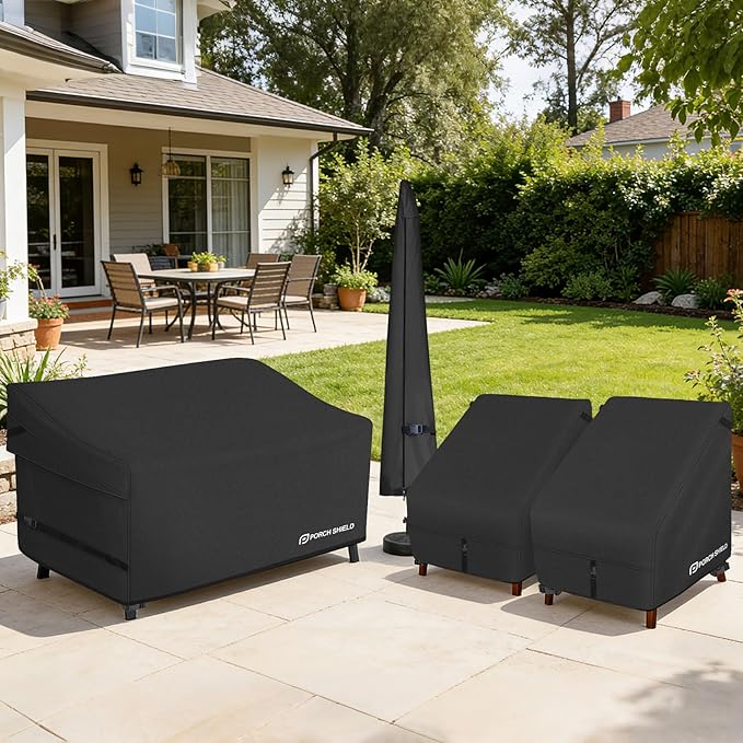 Porch Shield Patio Chair Covers - Waterproof Outdoor Lounge Deep Seat Adirondack Chair Cover - 34W x 37D x 36H inch, Black