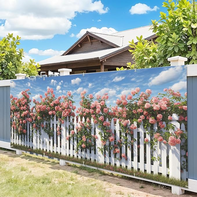 7 * 16FT Summer Garage Door Cover Decorations Sunset Palm Trees Garage Door Banner for Outdoor Indoor Summer Party Photography Backdrop (rose, 7 * 16 ft)