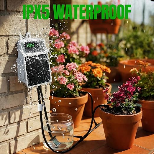 Solar Automatic Drip Irrigation System, Auto Self Watering Kit, Solar Powered Watering Device with Timer for Pots Plants, Indoor/Outdoor Irrigation System for Garden, Balcony & Patio Watering System