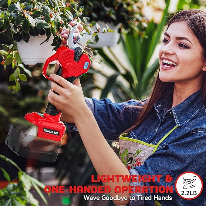 MtiolHig Electric Pruning Shears Compatible with Milwaukee 18v, 26000RPM Cordless Pruning Shears with Brushless Motor, LCD Display, Adjustable Cutting Diameter 0.8-2 Inch for Tree Trimmer (Tool Only)