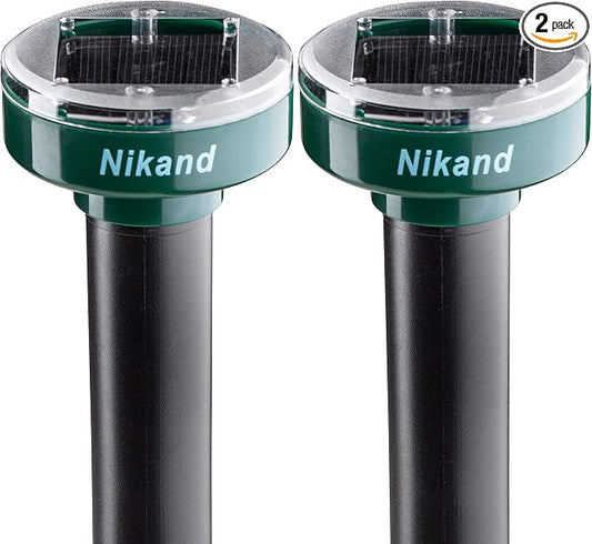 Gopher Repellent Ultrasonic Solar Powered - Mole Repellent Stakes Outdoor Pet Safe - Groundhog Repeller Snake Rodent Gopher Spikes Chaser - Sonic Mole Deterrent Devices (2)