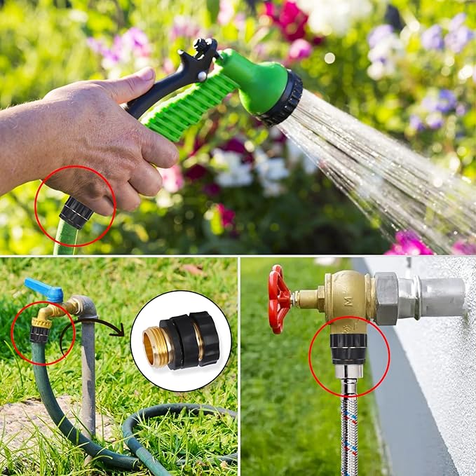 Dalmbox Garden Hose Quick Connector, 3/4" Male and Female Quick Release Garden Hose Connect Fittings With 2 Rubber Washers,2 sets