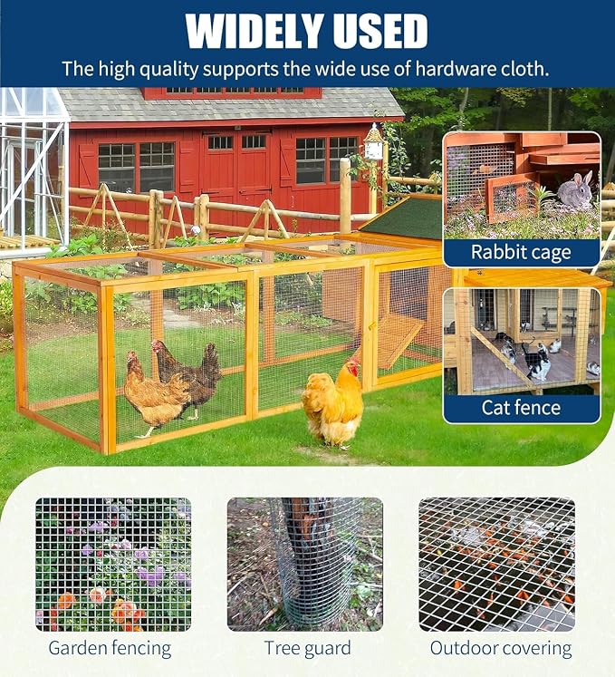 Hardware Cloth 1/2 Inch, 19 Gauge Hot Dip Galvanized Mesh Rolls Welded Chicken Wire Fencing for Chicken Coop Barrier, Poultry Netting Cage Wire Fence (Silver(16in*100ft))