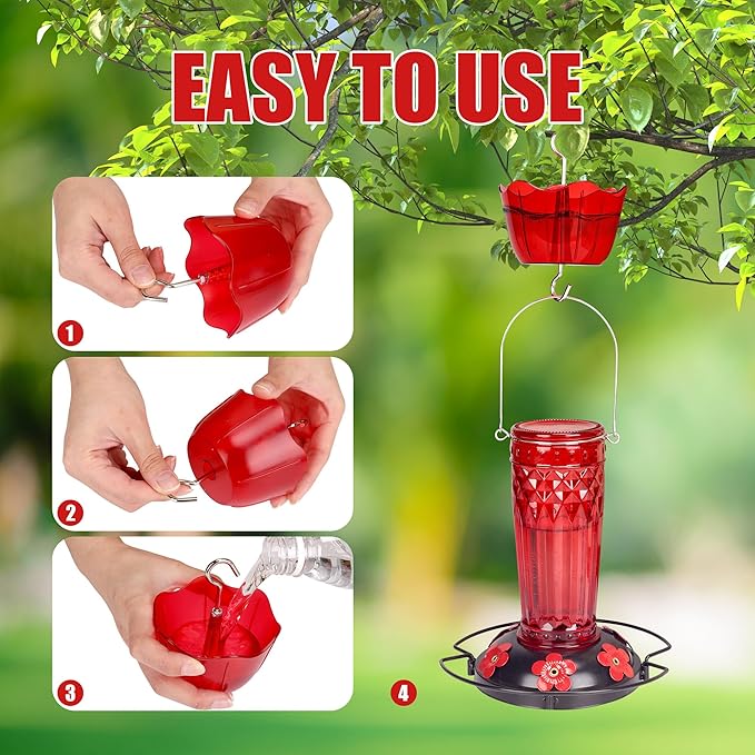Ant Moat for Hummingbird Feeders 4 Pack,5 oz High Capacity，Suitable for Outdoor Patio Hanging Feeder, Garden Decoration, Sturdy and Leak-Proof(Bottle not Included