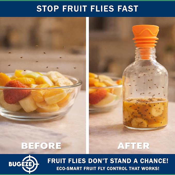 BUGEZE USA Bottle Top Fly Trap [6 Pack - Orange]