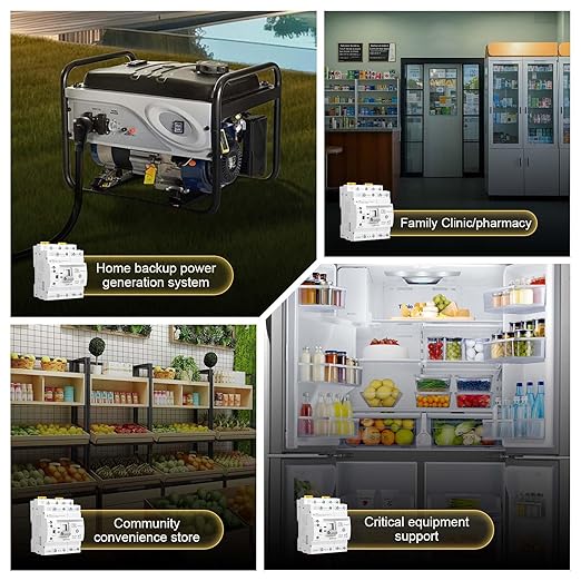 63Amp 110V AC Mini ATS Automatic/Manual Transfer Switch, 4Pole G2R Solar Auto Dual Power Changeover Switch for Home, Din Rail Mounted 50/60Hz CE Certified for Rv, Lv, Cn Public/Backup Power