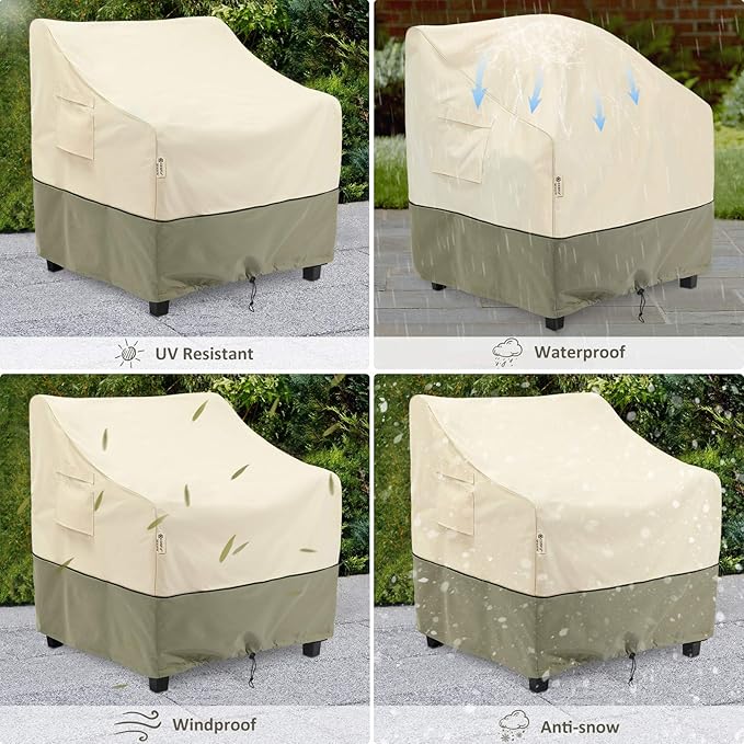COSFLY Patio Furniture Covers Waterproof, Outdoor Chair Covers 1 Pack Heavy Duty - Fits up to 29W x 30D x36H Inches (1 Pack)