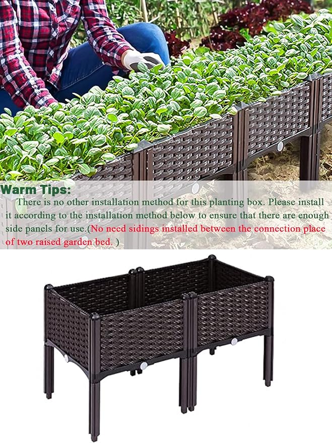 Kalolary 2 Sets Raised Garden Bed Elevated Garden Bed with Legs Patio Plant Boxes Vegetable Flowers Planting Raised Container for Indoor Outdoor Plant Fence Balcony Yard Gardening Supplies