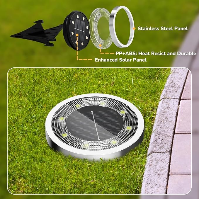 INCX Solar Ground Lights, 24 Pack Solars Light Outdoor Waterproof, Solar Garden Lights Landscape Lighting for Patio Pathway Lawn Yard Deck Driveway Walkway, Warm White