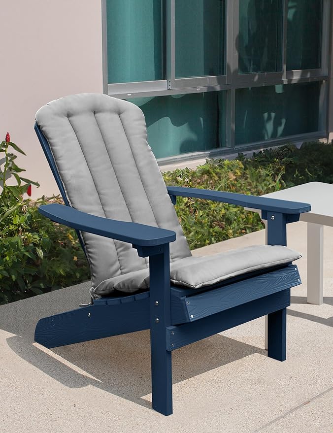 YEFU Adirondack Chair Cushion, Rocking Chair Cushions with Straps, Folding Patio Chair Pad for Indoor and Outdoor, 19.7x18.9x1.5 Inch, Gray, 4-Pack