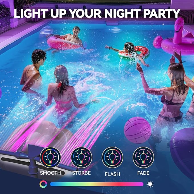 Pool Fountain with Lights for Above and Inground Pools, Dual-Layer Spray Solar Power Pool Waterfall Sprinkler Chiller Aerator, Water Fountain Swimming Pool Accessories (Light Gray)