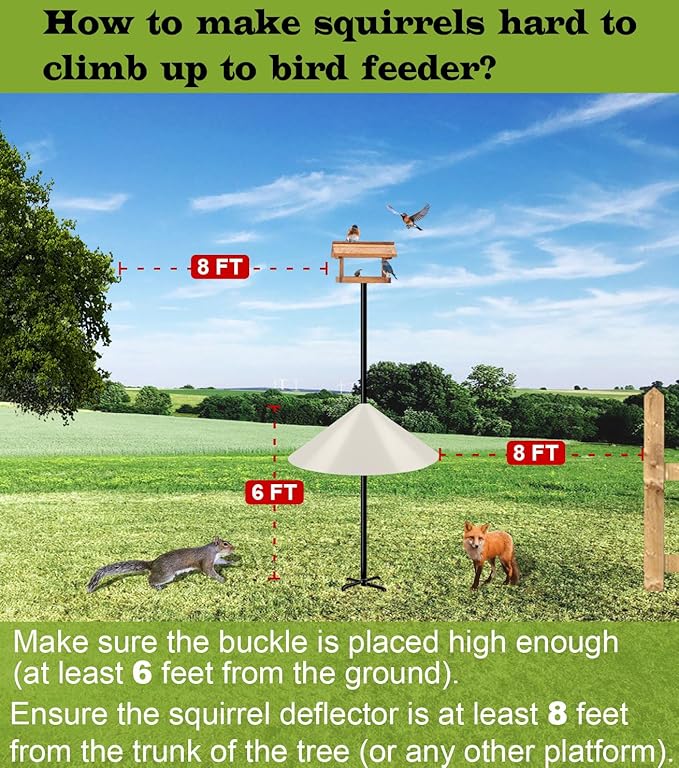 19 Inch Wide Squirrel Baffle for Bird Feeder Pole, Outside Pole Mount Stopper & Bird House Guard for Outdoor Shepherd’s Hook, Beige, 1 Pack