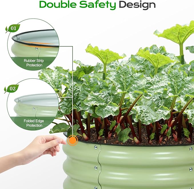 Aoodor 2 Pack 17" Tall 24" Metal Raised Garden Bed, Outdoor Planter Box and Raised Garden Kit for Vegetables, Flowers, and Herbs, Olive Green
