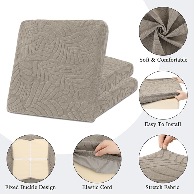 HEBE Stretch Patio Cushion Covers Set 8pcs,Waterproof Outdoor Couch Covers Replacement,Washable Reusable Seat Cushion Slipcovers for Patio Furniture Protector,Chair Cushion Cover
