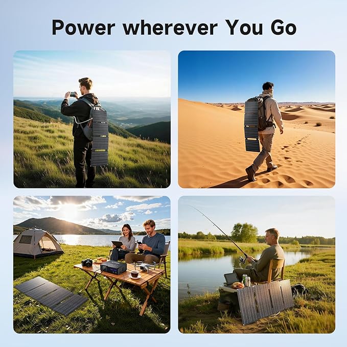 ALLPOWERS SE60 60 W Solar Panel Foldable with 3 Ports (USB-C+USB-A+DC), IP68 Waterproof Portable Solar Charger, Mobile Phone Solar Panel Outdoor for Smartphone Mobile Camping Hiking Outdoor