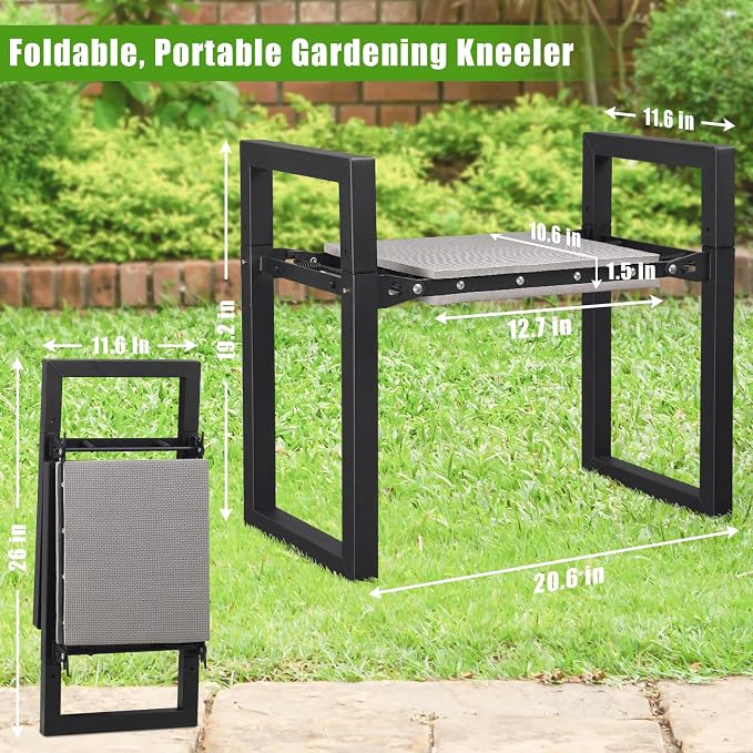 Garden Kneeler and Seat, 12.7" Wide Folding Heavy Duty Gardening Bench with Handles for Kneeling and Seat, Multifunctional Kneeler Stool for Women Seniors,Relieve Knee Back Pain,Gardening Tools Gifts