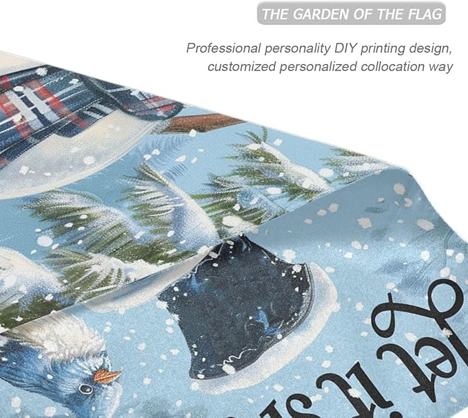 Pfrewn Christmas Winter Garden Flag 12x18 Double Sided Winter Snowman Cute Blue Birds House Yard Flags Welcome Winter Outdoor Indoor Banner for Party Home Merry Christmas Xmas Decorations