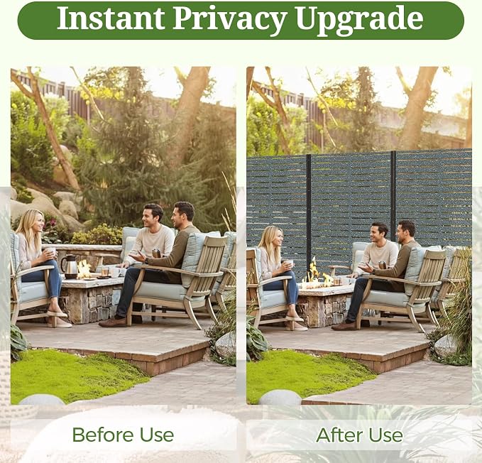 Privacy Screen Outdoor 60" Hx35 W Freestanding Privacy Panel with Stand, HDPE Decorative Privacy Fence with Louver Pattern 5 Panels, Patio Divider Screen, Privacy Screens for Outside,Balcony
