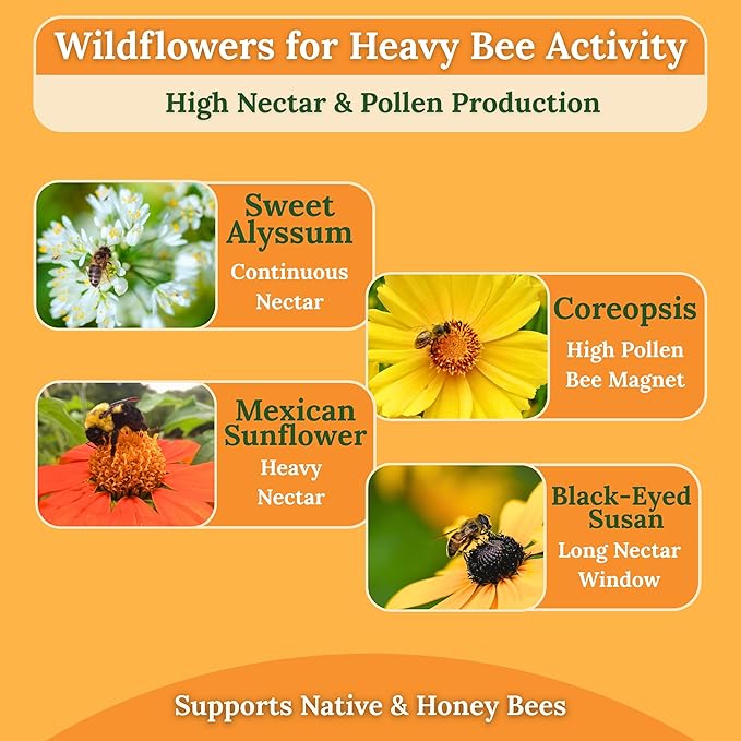 Wildflower Seeds for Bees & Butterflies – 22 Variety Pollinator Mix – 160,000+ Seeds – 4 oz Annual & Perennial Blend