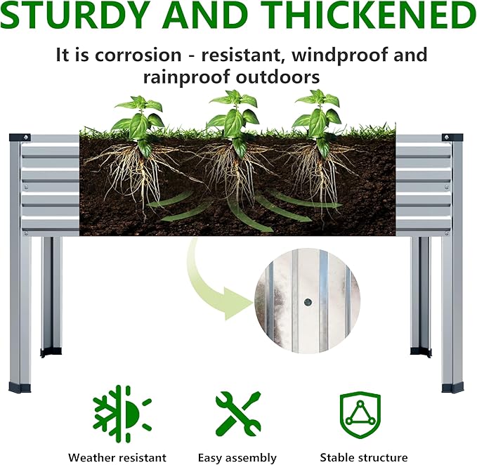 DIIYIV Galvanized Raised Garden Bed with Legs,2PCS 48×24×30in Elevated Planter Box for Backyard,Outdoor Garden, Patio, Balcony, 350lb Capacity,Silver